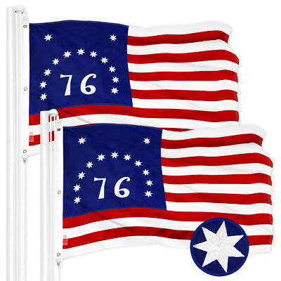 G128 2 Pack: Bennington 76 Flag 6x10 Ft Embroidered 300D Polyester