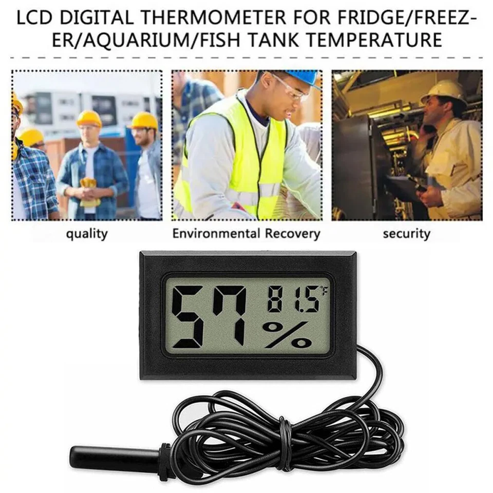 5 Piezas LCD Digital Acuario Humedad Termómetro Higrómetro Medidor Medidor con Sonda Foto 2 de 4