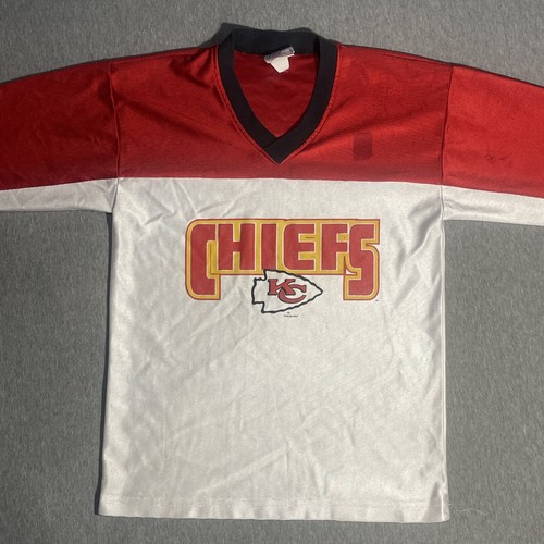 Vintage 90s Kansas City Chiefs Jersey shirt Large All Out Fan 3/4 Sleeve - Picture 2 of 7