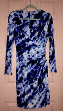 Chaps Blue Size 10 Polyester Long Sleeve Dress