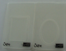 Set of 2 Clear 3" Small Sizzix 3D Embossing Folders - Oval  Rectangle Frames