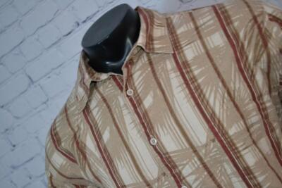 Polo Ralph Lauren Mサイズ 47338-a Cubavera Hawaiian Shirt Tan Floral Ramie Cotton Blend Size