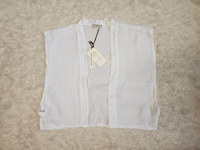 Terzo Millena Women's White 100% Linen Open Vest One Size