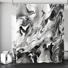 Black White Marble Shower Curtain, Abstract Ombre Modern Watercolor Paint Ink