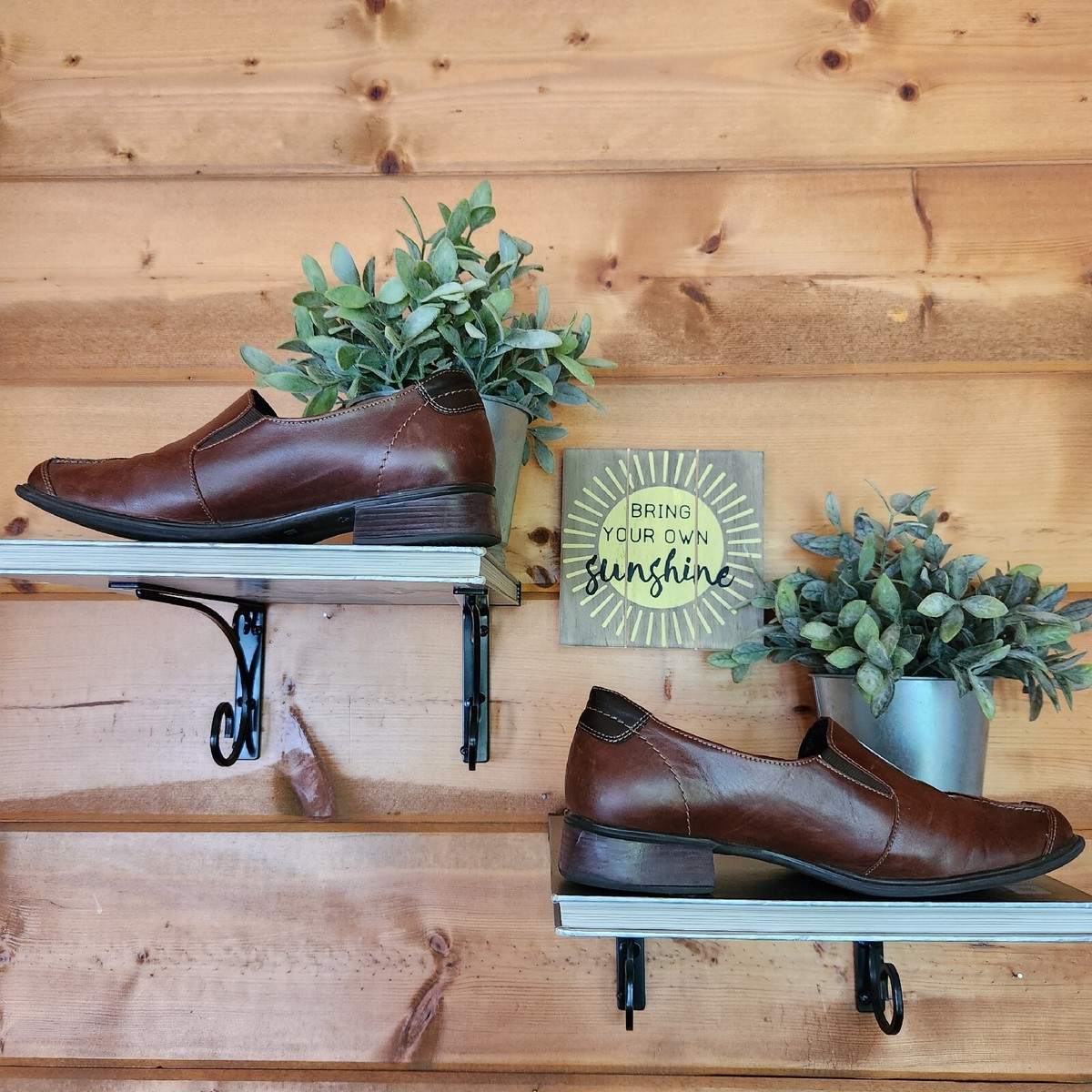 Rieker Antistress Brown Leather Driving Loafers Block Heel  display picture 1