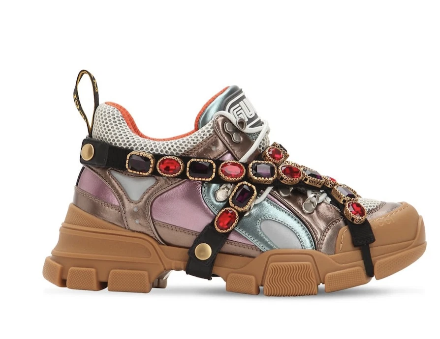 GUCCI FLASHTREK REMOVABLE CRYSTAL TRAINERS SHOES TURNSCHUHE SCHUHE SNEAKERS 36,5