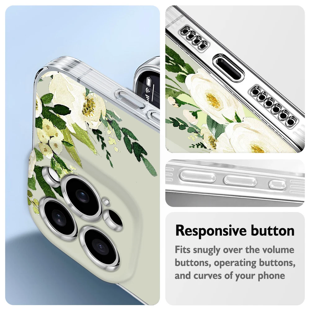 Floral TPU Phone Case for iPhone 15 16 Plus 14 13 12 11 XS Pro Max
