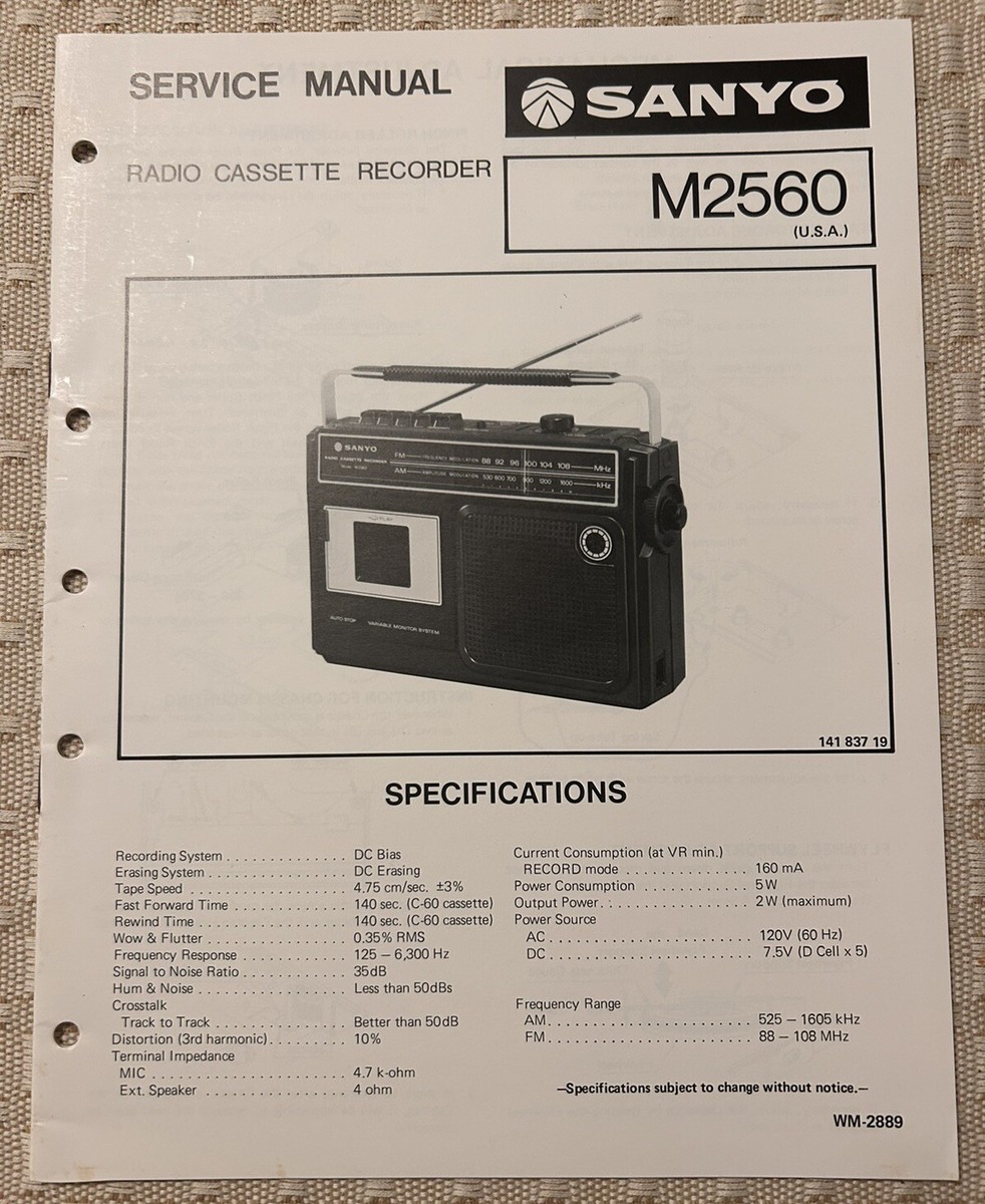 January /78 M2560 Radio Cassette Recorder Service Manual | eBay