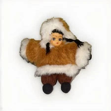 Alaska Eskimo Inuit Yupik Girl 5.5" Tall Doll Souvenir Toy Figure, Vintage