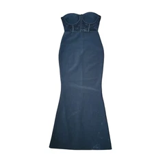 Fashion Nova XL Black Bandage Gown Strapless Mermaid Maxi Dress Lace Sweetheart