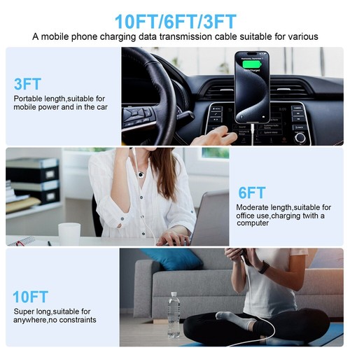 USB Charger Cable Fast Charging Data Cord for iPhone 14 13 12 11 Pro Max XS 8 7 - Zdjęcie 6 z 18