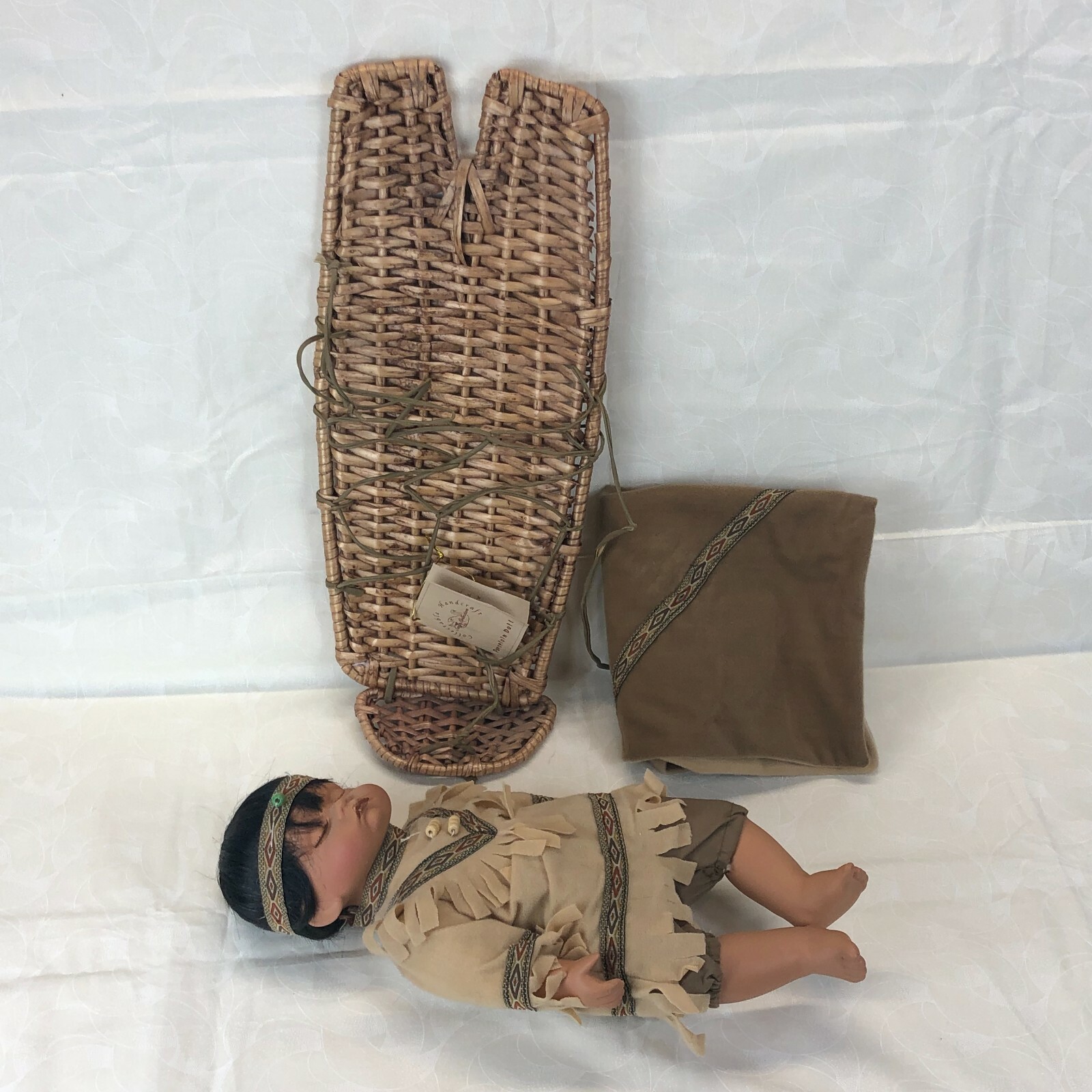 Swan Collection Sleeping Baby Native American Porcelain Doll