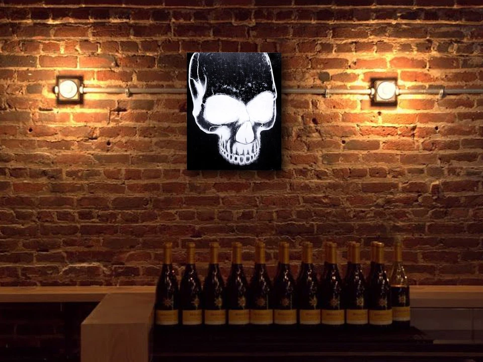 Pintura Retrato Calavera Icónica - Arte Original - 16"x20" - Luz Negra UV Foto 4 de 4