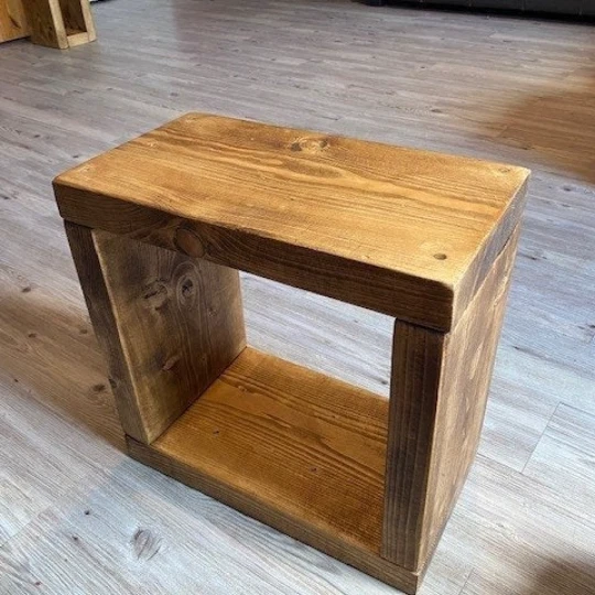 Solid wood outlet cube side table