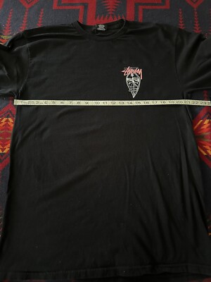 Stussy Black Long Sleeve Tribal Mask Island Style Lightly Used