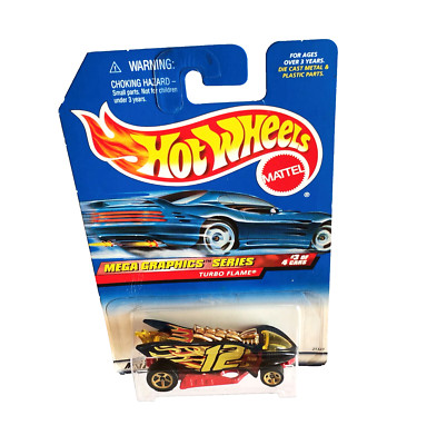    Hot Wheels TURBO FLAME schwarz von 1999 in OVP * Mega Graphics Series * MOC