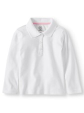 Wonder Nation Girls White Long Sleeve School Uniform Polo Shirt Size 4-5 XS