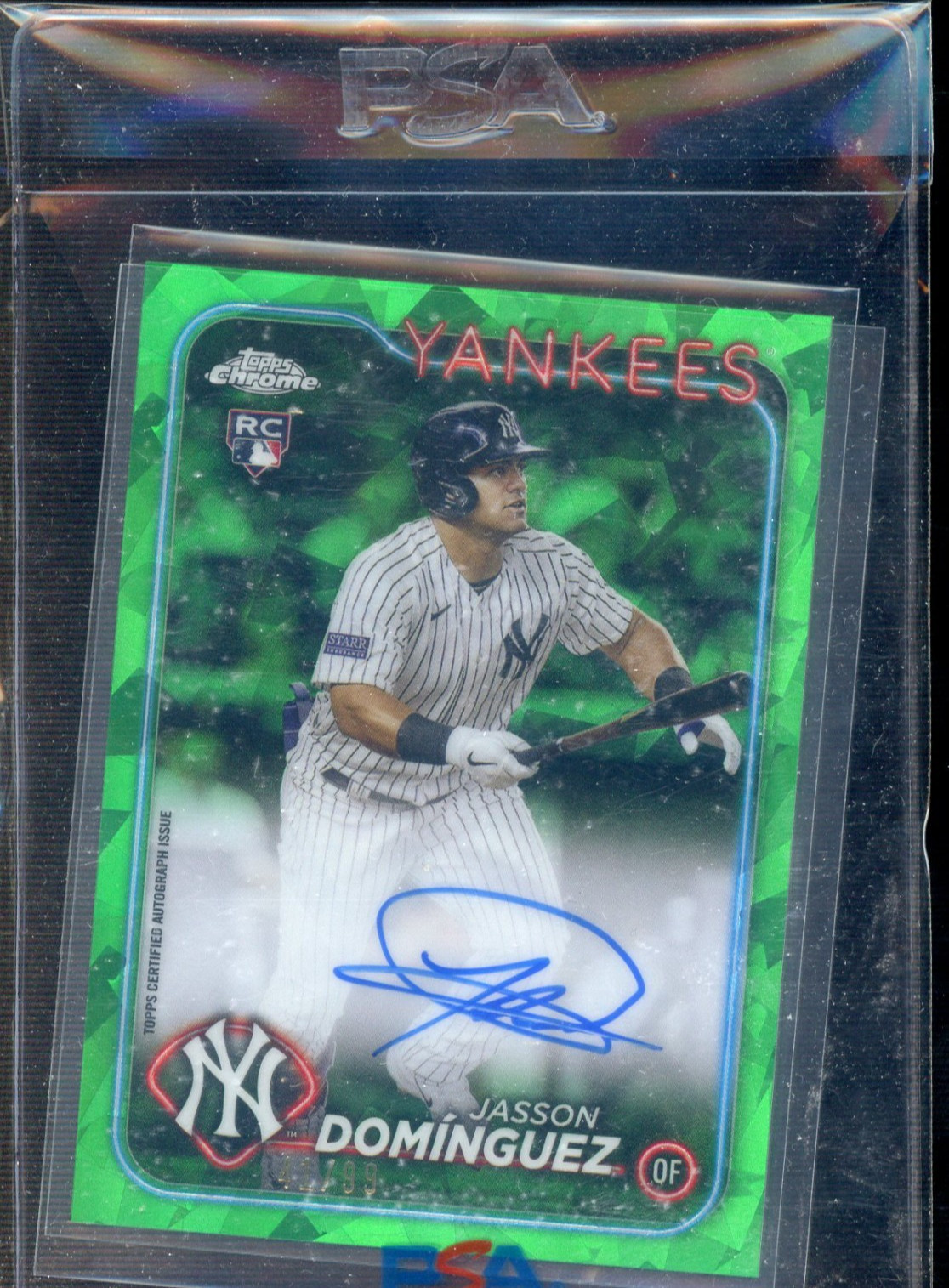 2024 Topps Chrome Sapphire Green Refractor Jasson Dominguez RC Rookie AUTO 41/99