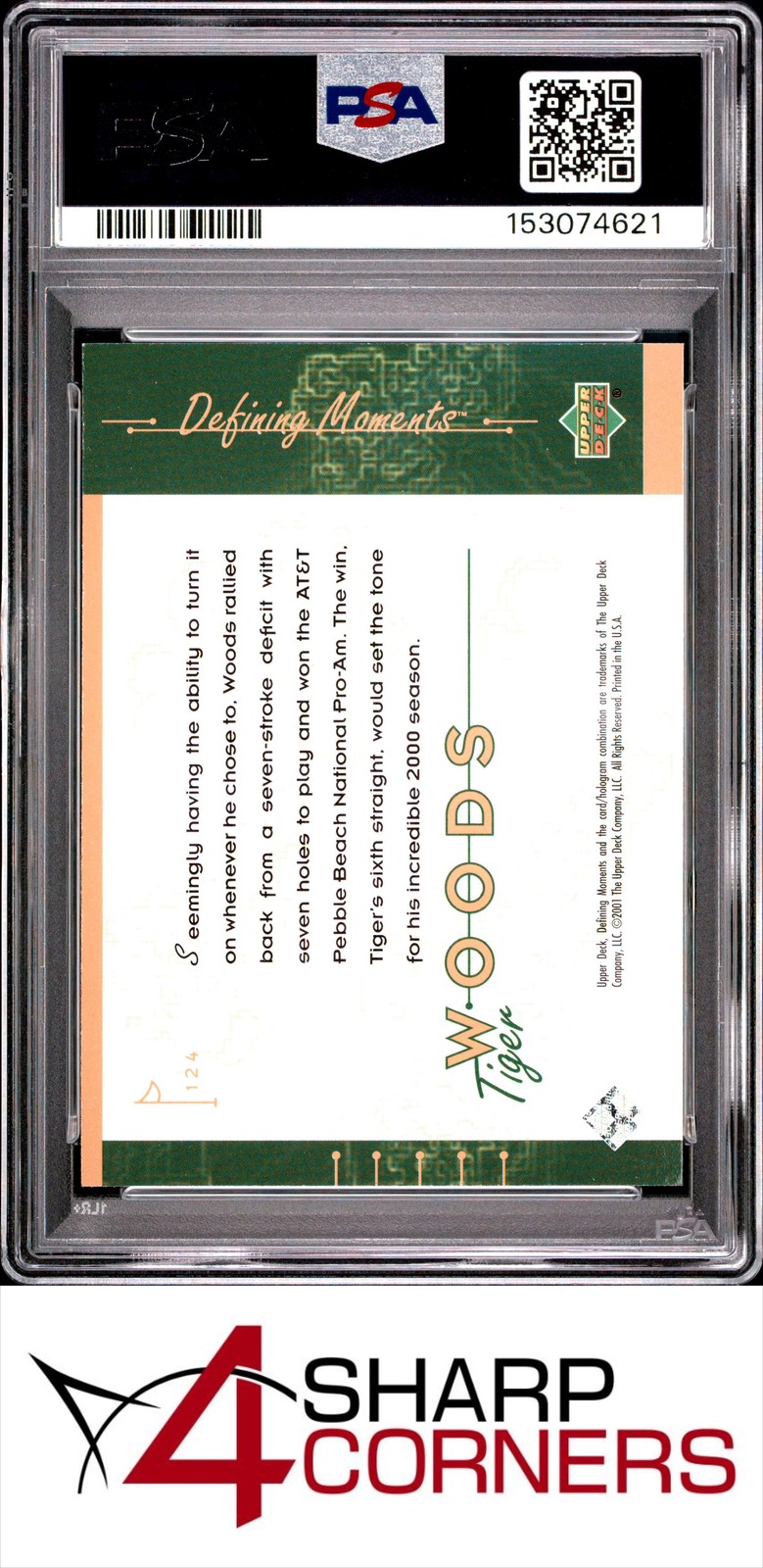 2001 UPPER DECK GOLF #124 TIGER WOODS RC HOF PSA 9 view 2