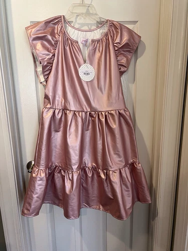 VALENTINO Abito donna Jess Lea rosa metallizzato "Be My Valentine Dress" taglia S