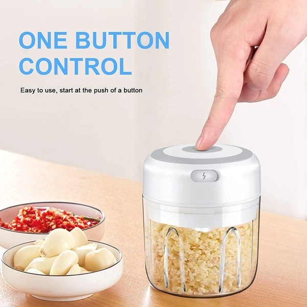 Electric Garlic Chopper 300ml Mini Food Mincer for Onion, Chili, Fruit, Meat
