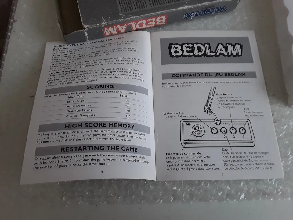 Jeu vectrex Bedlam MB milton Bradley non Testé  - Photo 4/4