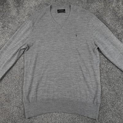 Allsaints Pullover Mode Merinowolle Gr. XXL Herren Extra Feinstrick Wolle V-Ausschnitt