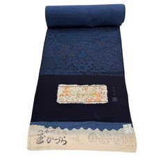 JAPANESE KIMONO FABRIC CLOTH BOLT PURE SILK INDIGO KOMON AA10668