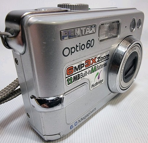 Pentax Optio 60 fotocamera digitale 6mp 3x zoom ottico scheda SD e batterie TESTATA - Foto 2 di 11