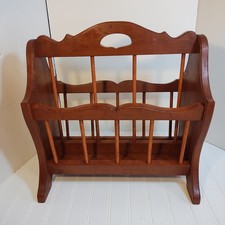 Vintage Wooden Magazine Rack Spindle Newspaper Stand Book Cottage Farmhouse MCM