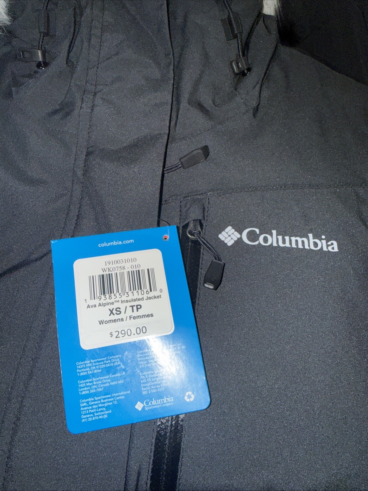 NEW Columbia Women's Ava Alpine Insulated Jacket BLACK XS WK0758 OMNI TECH image 8