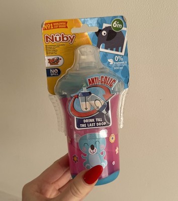 Nuby Anti-Kolik 'ohne Verschütten, auslaufsicher' rosa Blumen Schnabeltrinkbecher 6 Monate+