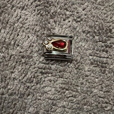 Neu roter Edelstein Träne Silber Charm passt allen 9mm klassisches italienisches Armband