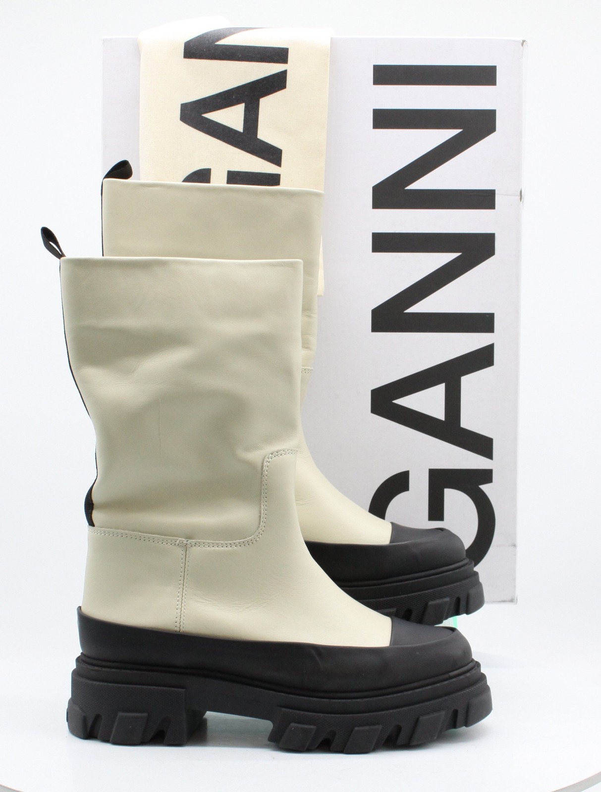 GANNI TUBULAR BOOTS - UK 7 EU 40 RRP £395 WOMENS BOOTS PLATFORM UK 7 EU 40 BEIGE