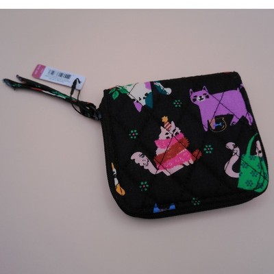 Vera Bradley Herding Cats Small Zip Around Wallet Black Cat Print Quilted NWT
