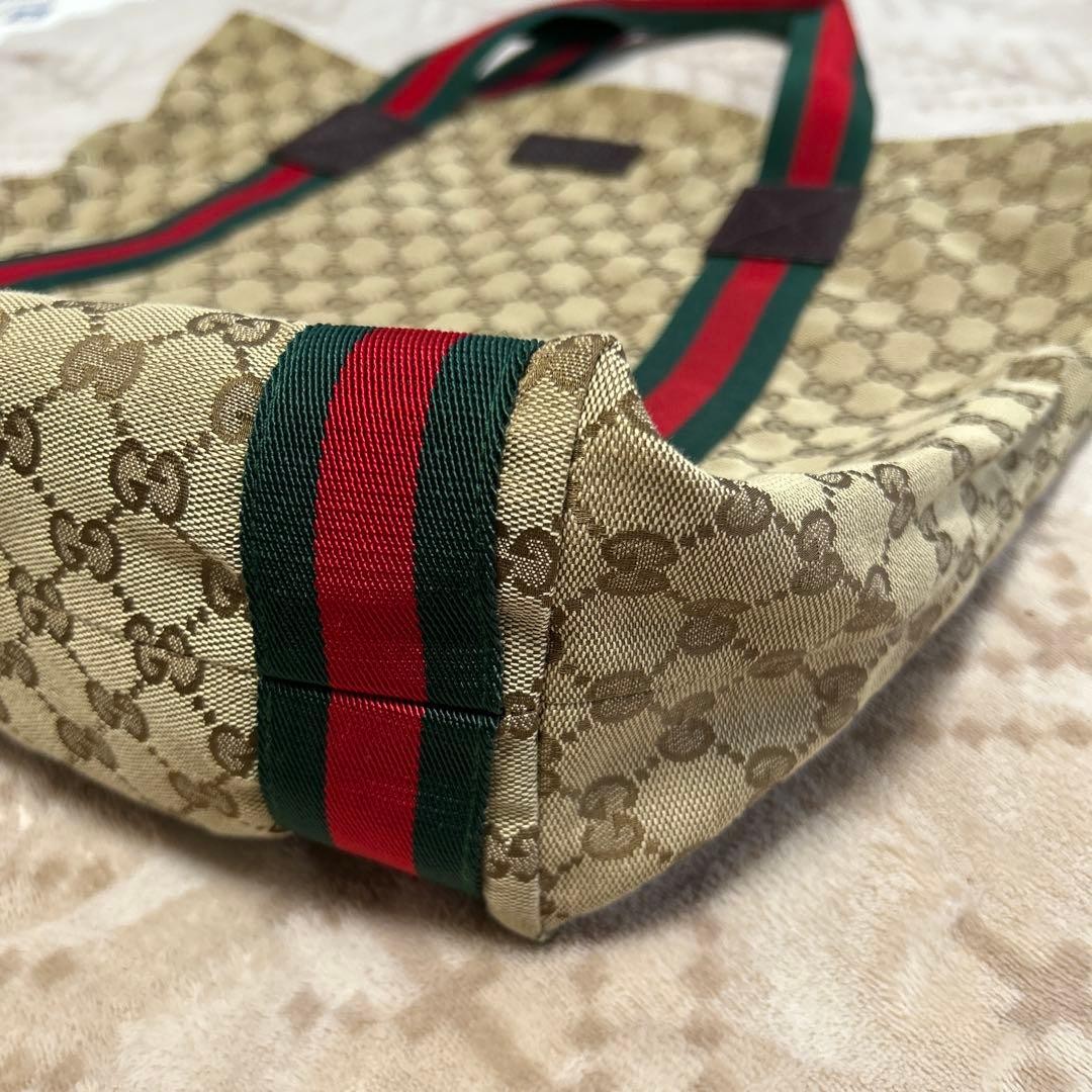 GUCCI GG Pattern Tote Bag Leather Canvas Beige Brown Multi Excellent Condition thumbnail 3