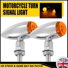 2x Motorcycle Amber Chrome Front Rear Bullet Turn Signal Indicator Light Blinker