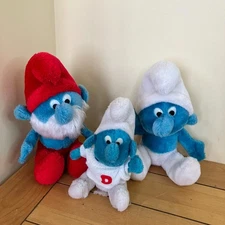 Ganz Bros Papa Smurf Plush Stuffed Toys Vtg 1979 &1980 Set of 3 Smurfs Peyo