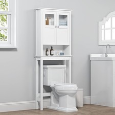 Bathroom Cabinet Over Toilet, Bathroom Storage Cabinet with Glass Doors and