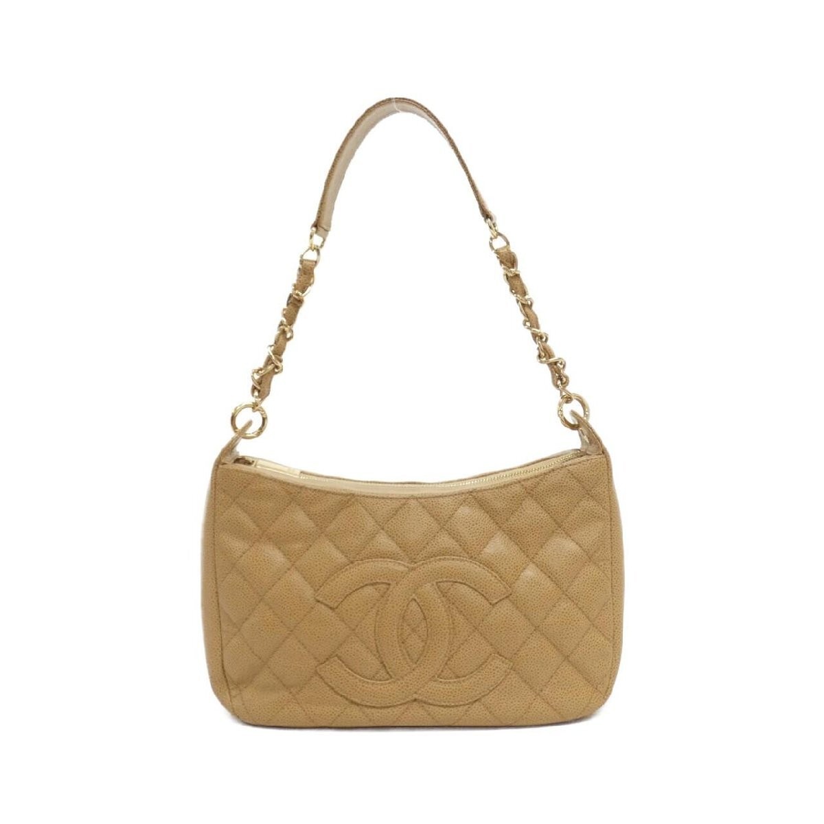 Vintage CHANEL 20993 Leather Shoulder Bag Black Gold Hardware