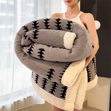 Blanket Quilt Thickened Cloud-feel Fleece Double-layer Plush Blankets for Sofa
