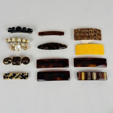 Lot of 12 Vintage Barrettes France Korea US Retro Tortoise Shell Beads