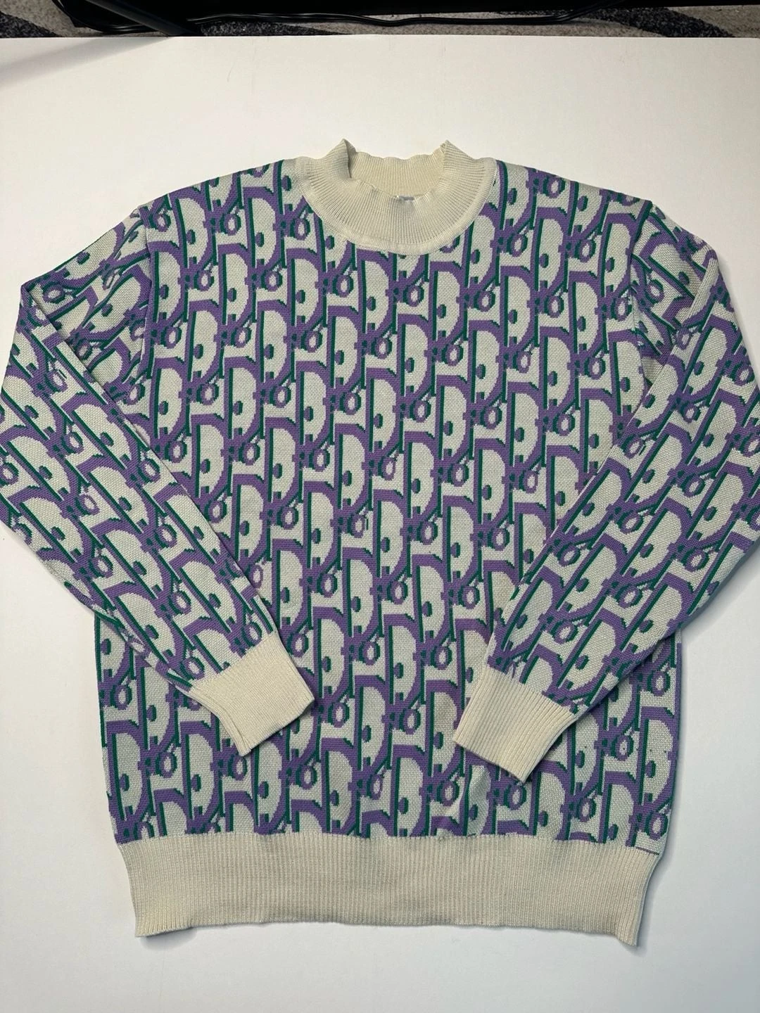 Dior — Christian Dior Oblique Monogram Knit Sweater Purple Green Size M