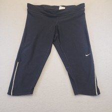 Nike Dri-FIT Women's Large Running Capri Leggings Black Reflective Crop Yoga