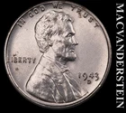 1943-D Lincoln Wheat Cent - Choice Gem Brilliant Unc  No Reserve  #L7217