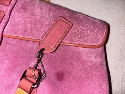 Authentic Pink Suede Coach Shoulder bag with logo charm Y2k | eBay