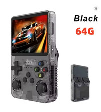 R36S Retro Console Portatile, Nera, ArkOS, 64GB, 10.000+ Giochi NUOVI & IMBALLO ORIGINALE