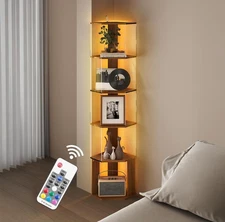 6 Tier Corner Display Shelf Cabinet 63in with Dimmable LED Lights Curio