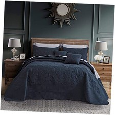 Oversized King Bedspread 128x120 Extra Extra Wide Super King 128"x120" 1-navy
