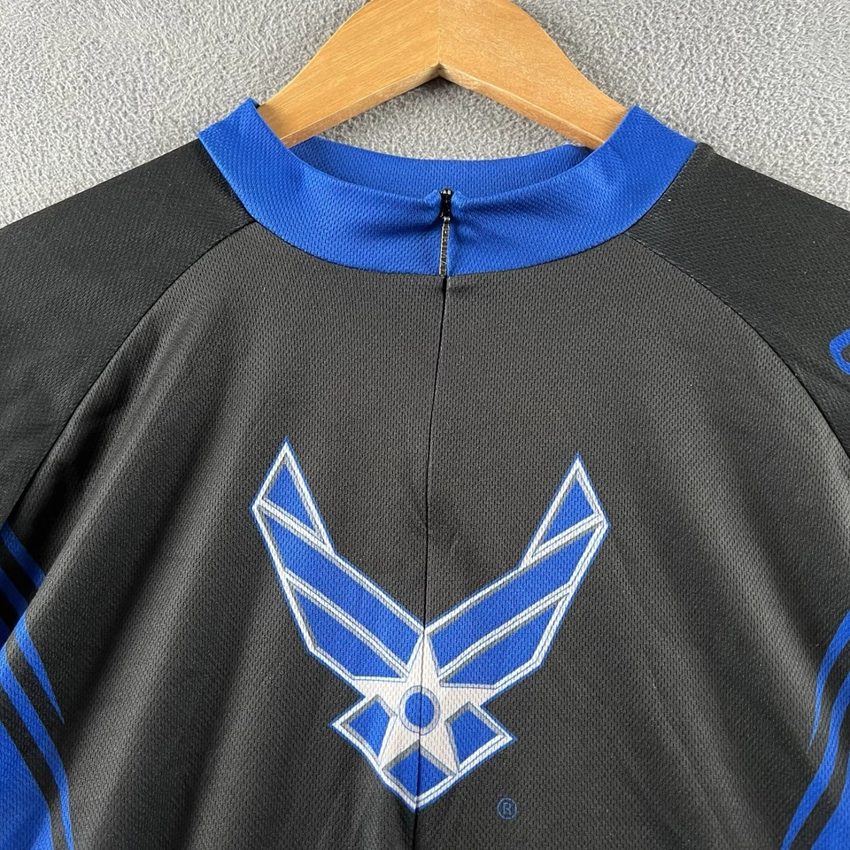 Camiseta de ciclismo Primal adulto grande azul negro 1/2 cremallera manga corta US AIR FORCE Foto 2 de 4